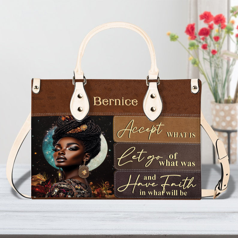 Black Queen Have Faith In What Will Be PU Leather Handbag For Christian ID-0408-QRJY