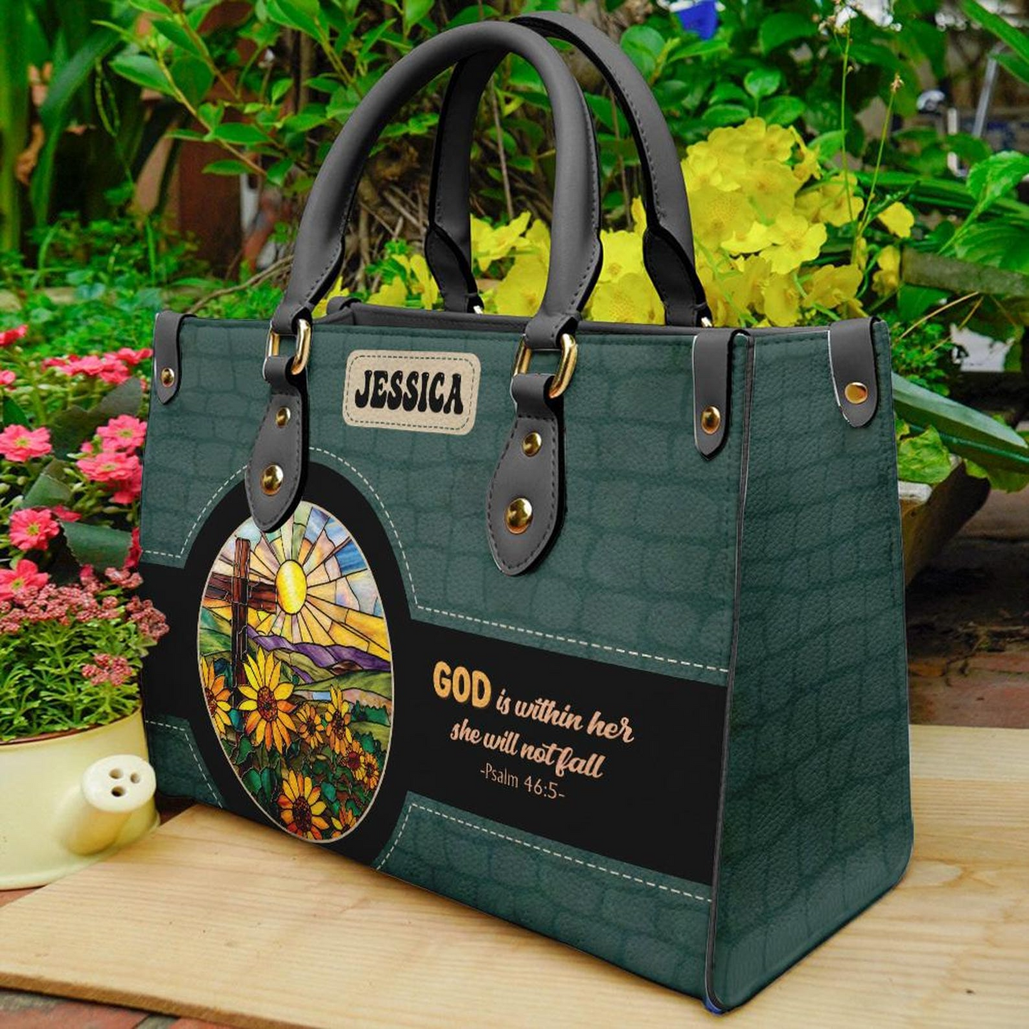 God Is Within Her Bible Verse Leather Handbag- Personalized PU Church Bag For Her Umu1-3