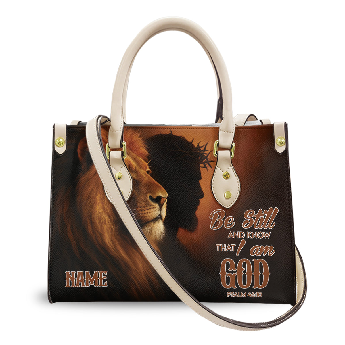 Be Still and Know That I am God Jesus Motivational Religious Bag- Bible Verse PU Leather Handbag ID-0503-W5V4