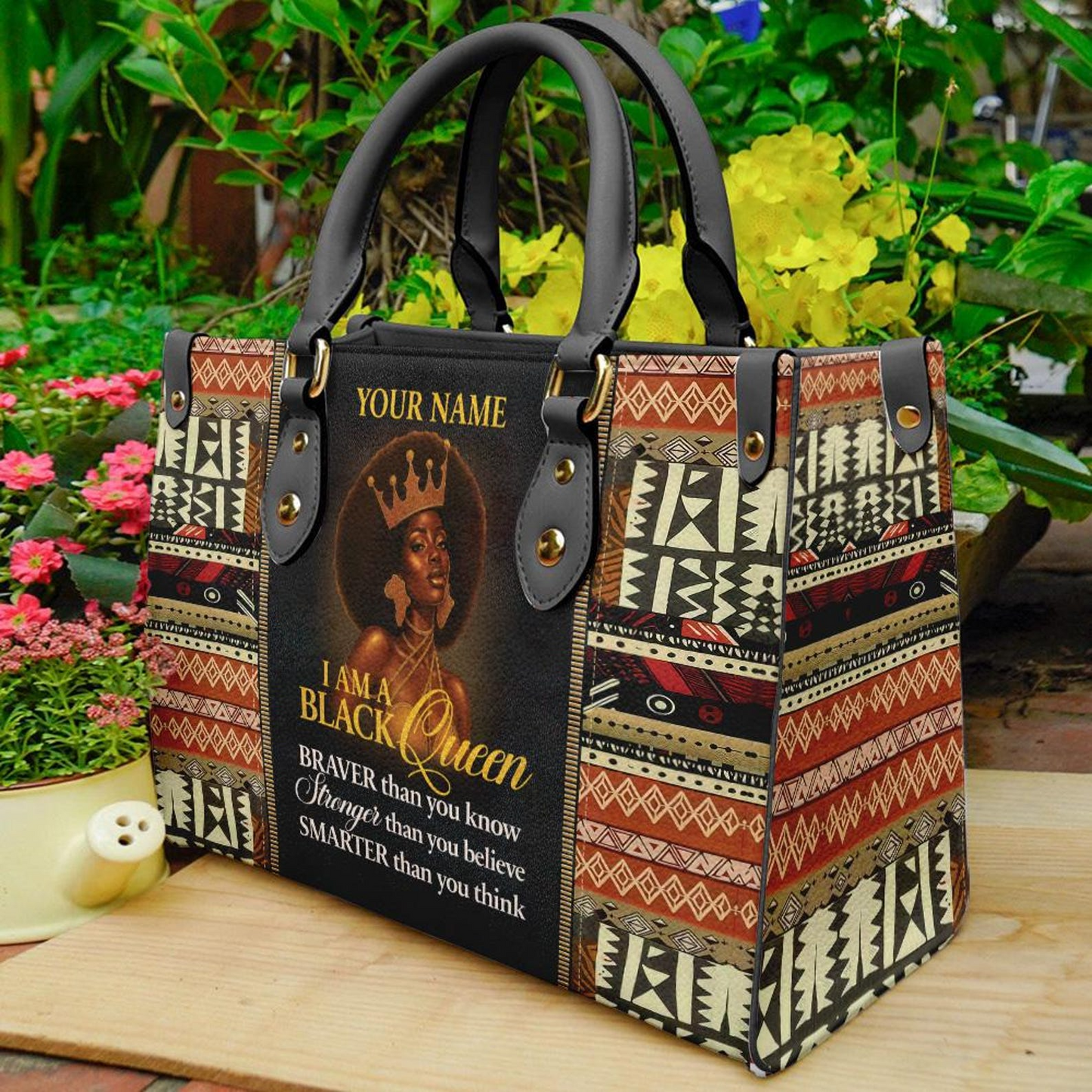 I Am A Black Queen Personalized Inspirational PU Leather Handbag For Black Women Umds28