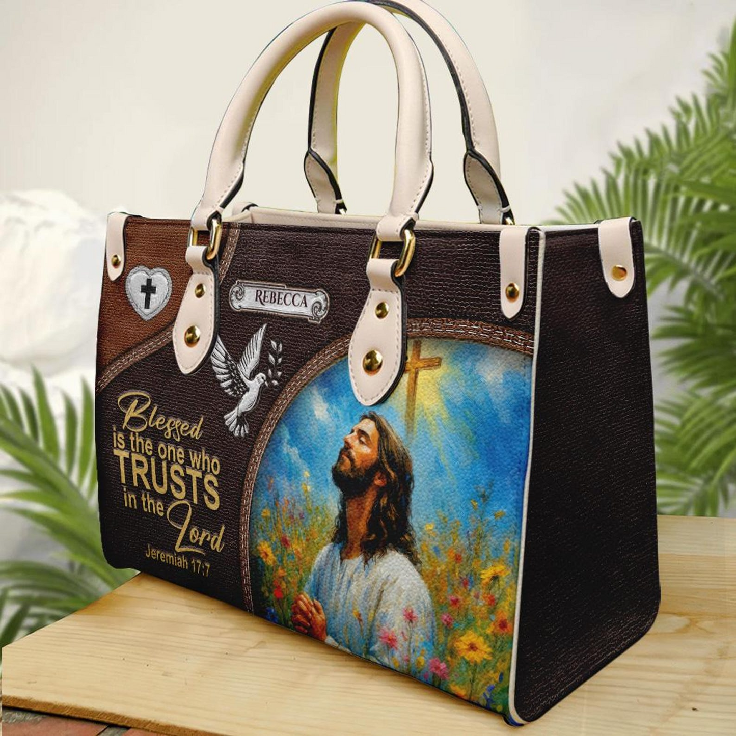 Blessed Is The One Who Trusts In The Lord Bible Verse Inspired PU Leather Handbag Umds13