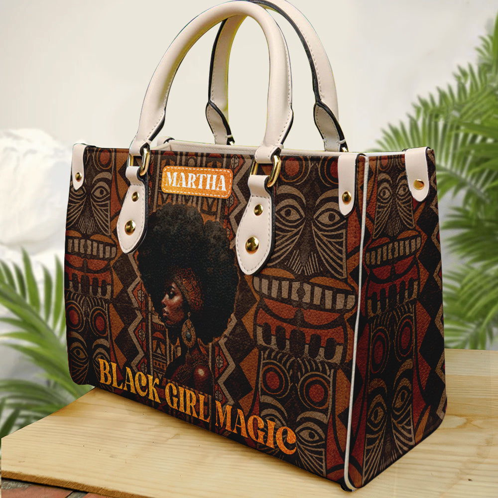 Black Girl Magic Handbag- Personalized Leather Handbag With Motivational African American Women ID-0517-6VFY