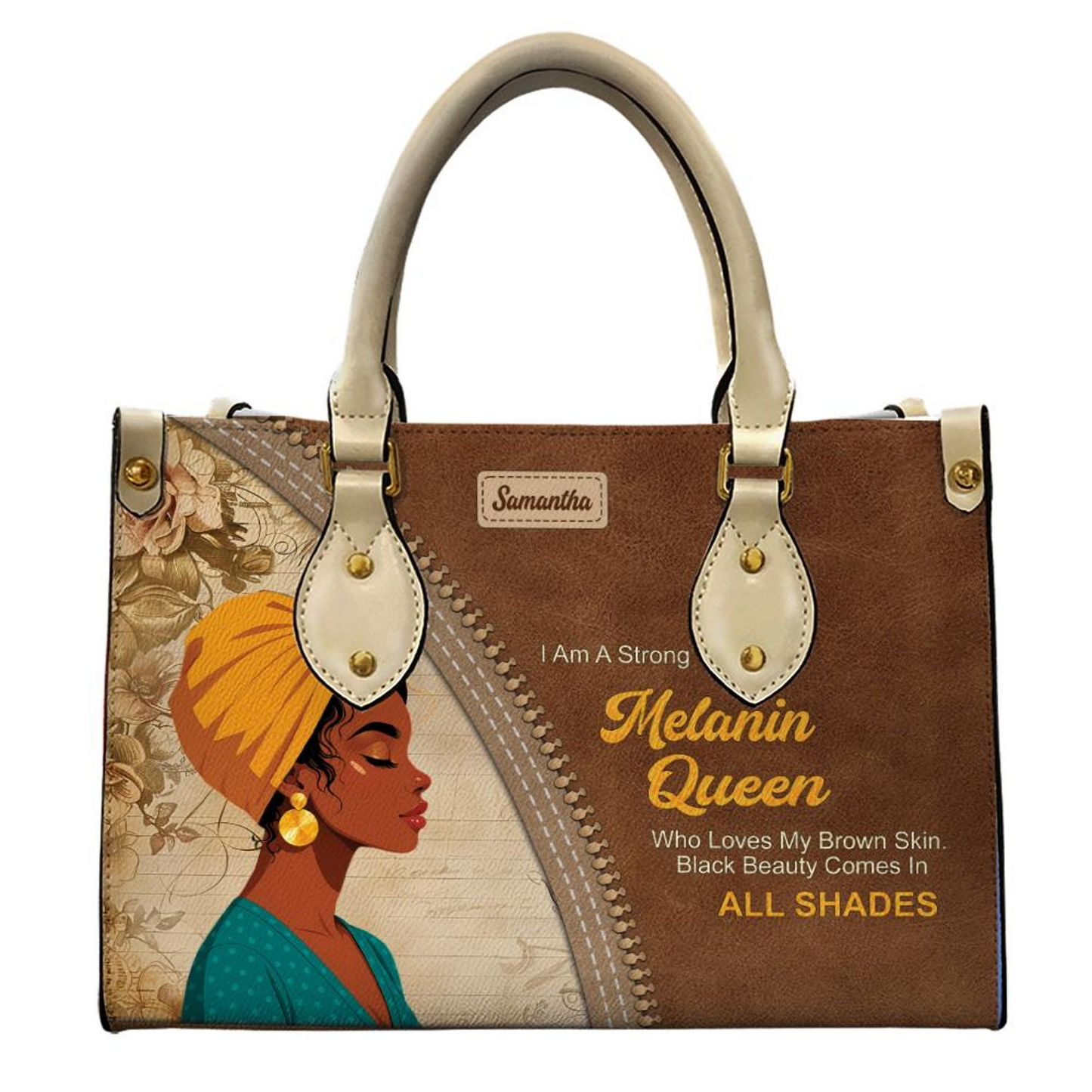 Melanin Queen Motivational Bag For Black Girl- PU Leather Handbag Umu1-51