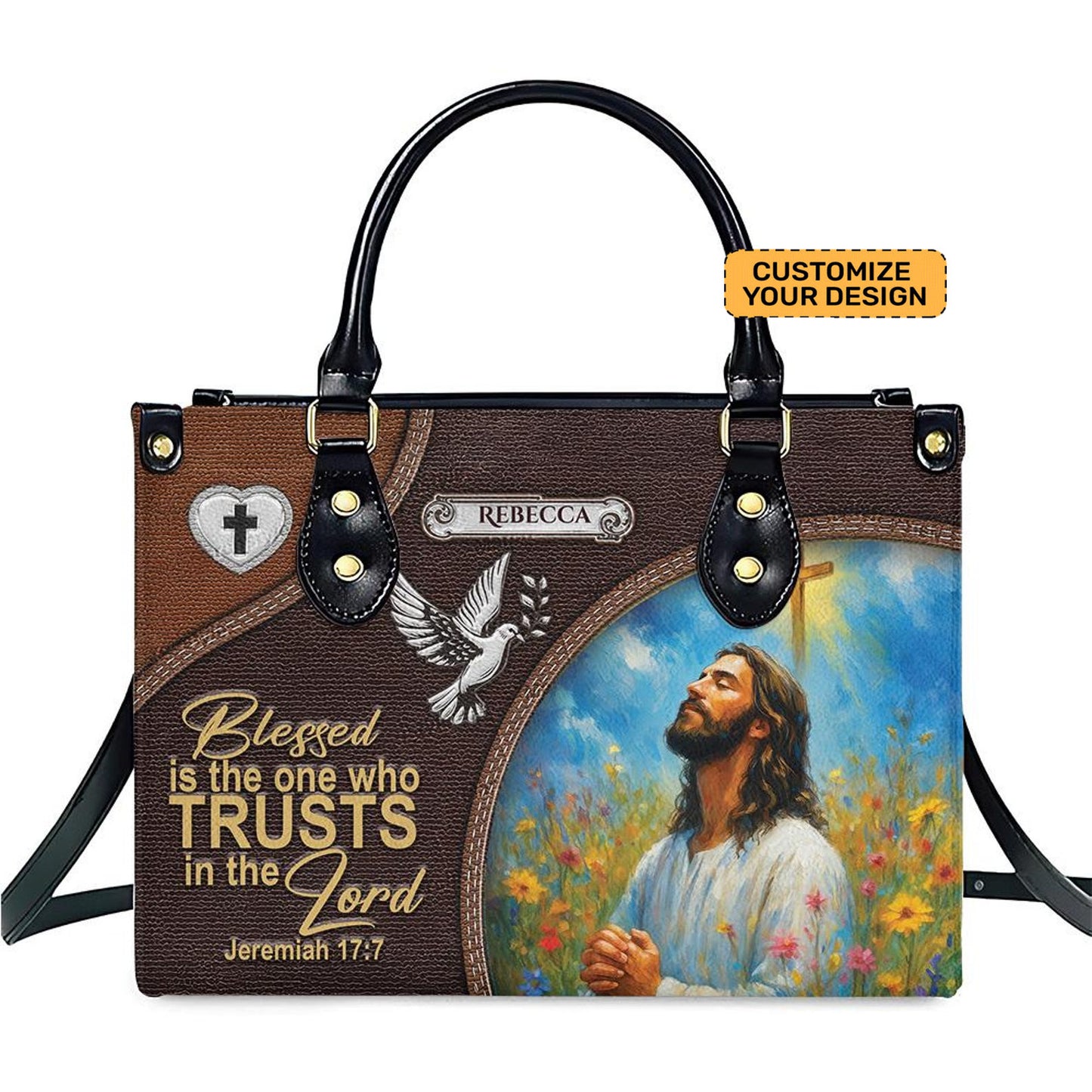 Blessed Is The One Who Trusts In The Lord Bible Verse Inspired PU Leather Handbag Umds13