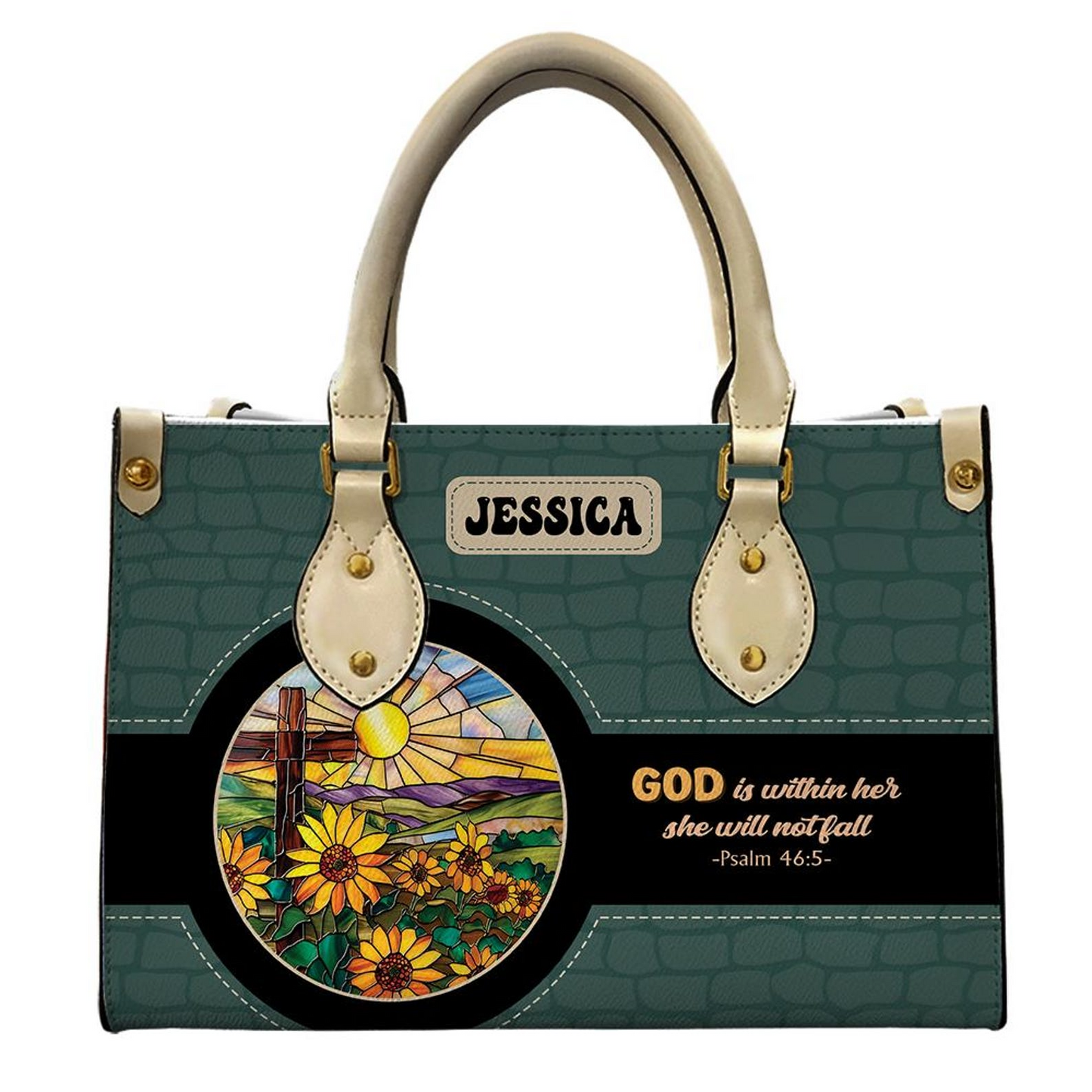 God Is Within Her Bible Verse Leather Handbag- Personalized PU Church Bag For Her Umu1-3