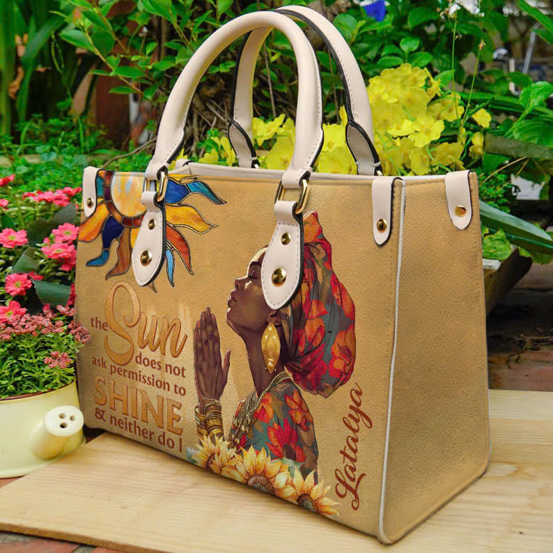 Golden Spirit Empowerment- Personalized Leather Handbag For Black Women ID-0322-R3QO