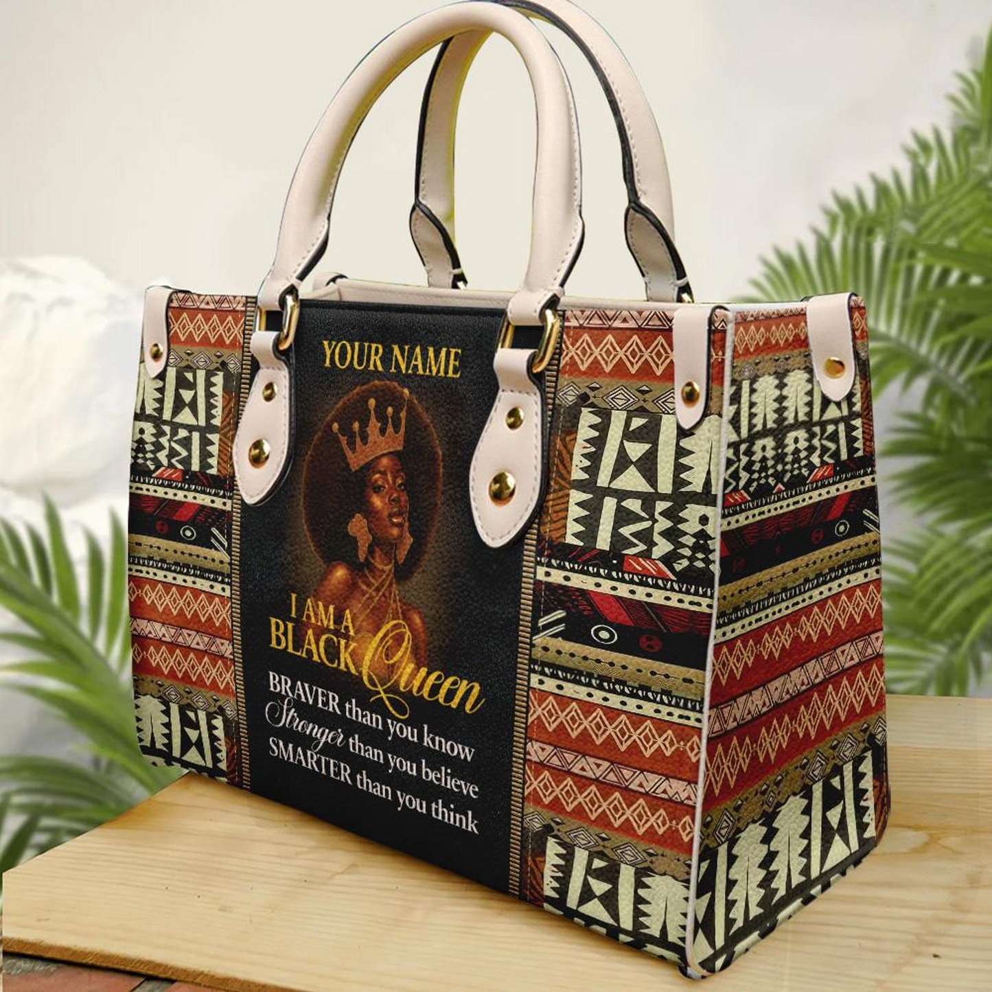 I Am A Black Queen Personalized Inspirational PU Leather Handbag For Black Women Umds28