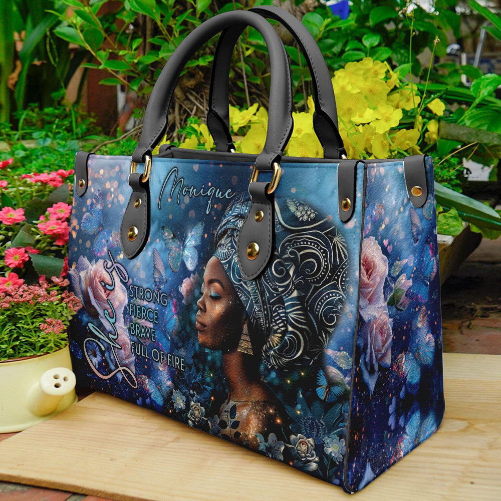 She Is Strong β Motivational Leather Handbag for Black Women ID-0519-G1VF