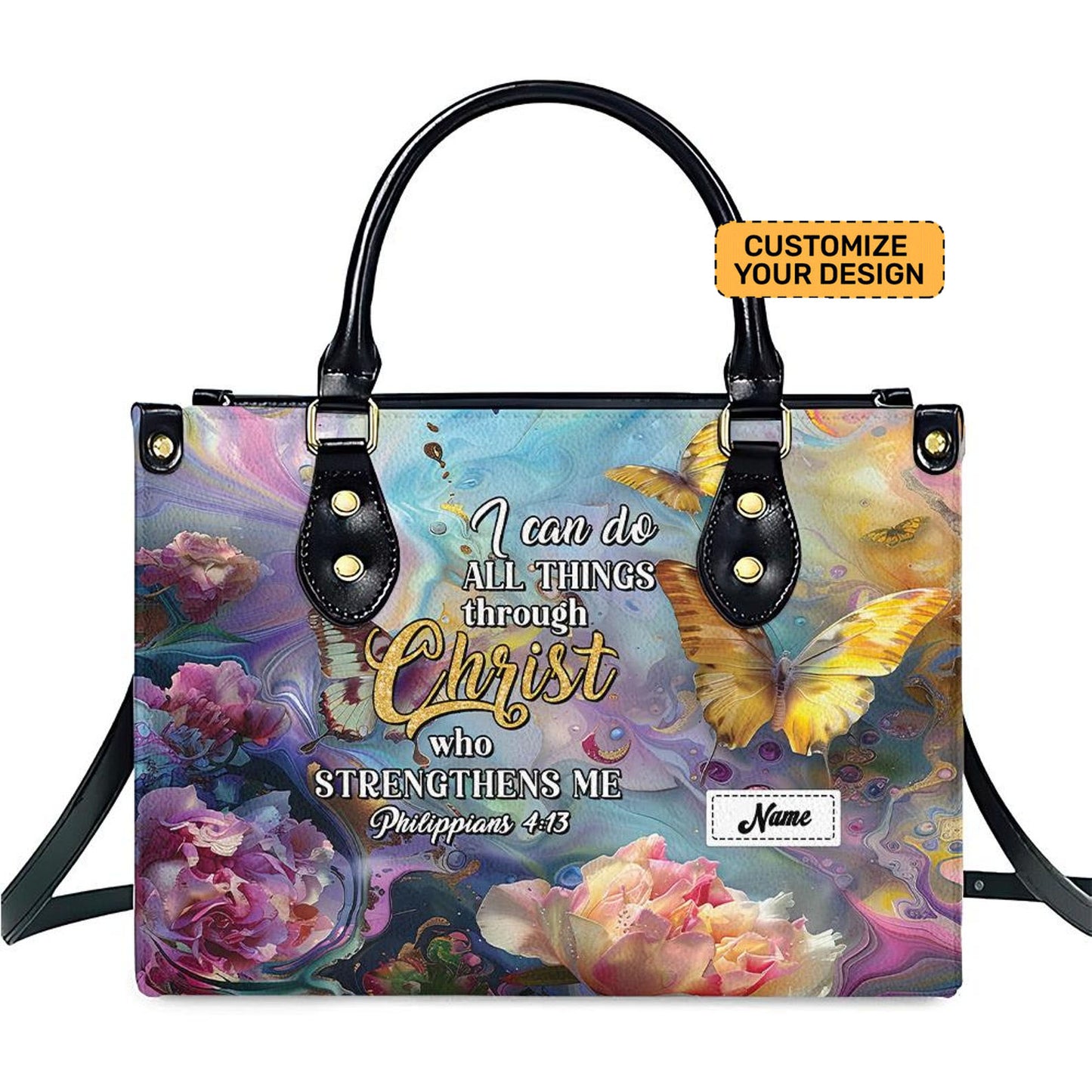 I Can Do All Things Through Him Who Strengthens Me Bible Verse PU Leather Handbag Umds2-2