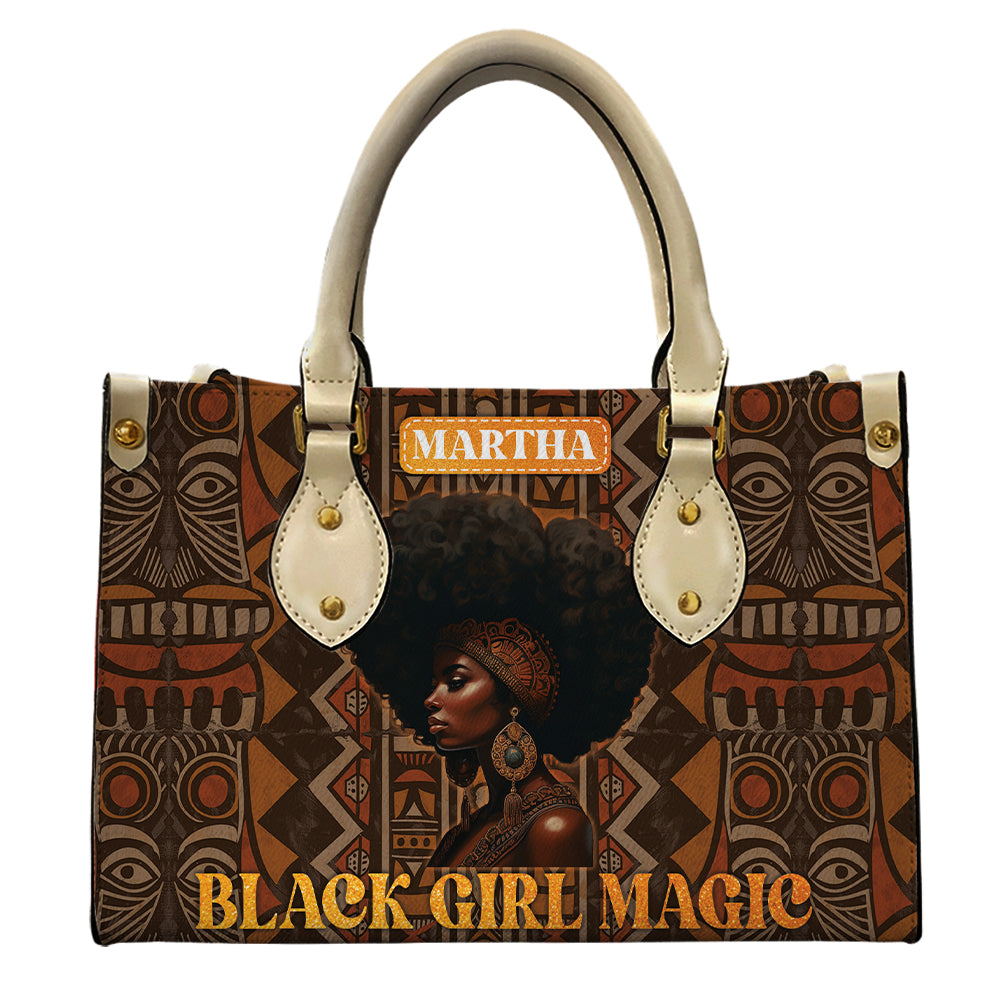 Black Girl Magic Handbag- Personalized Leather Handbag With Motivational African American Women ID-0517-6VFY