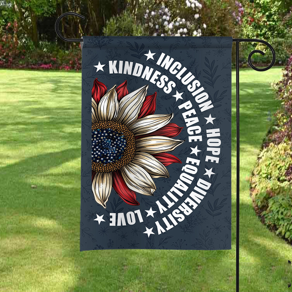Sunflower Diversity Garden Flag: Peace, Love & Inclusion