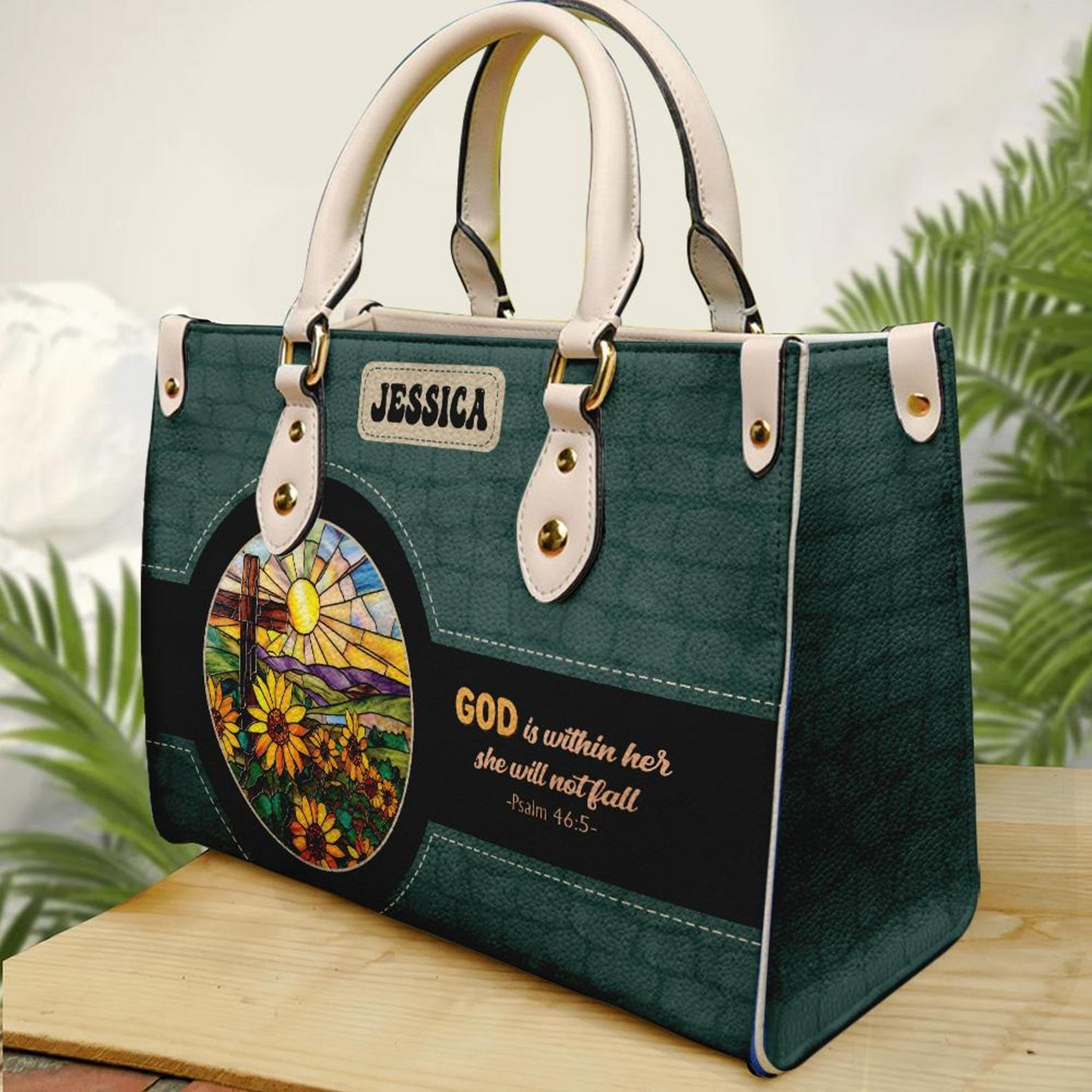 God Is Within Her Bible Verse Leather Handbag- Personalized PU Church Bag For Her Umu1-3