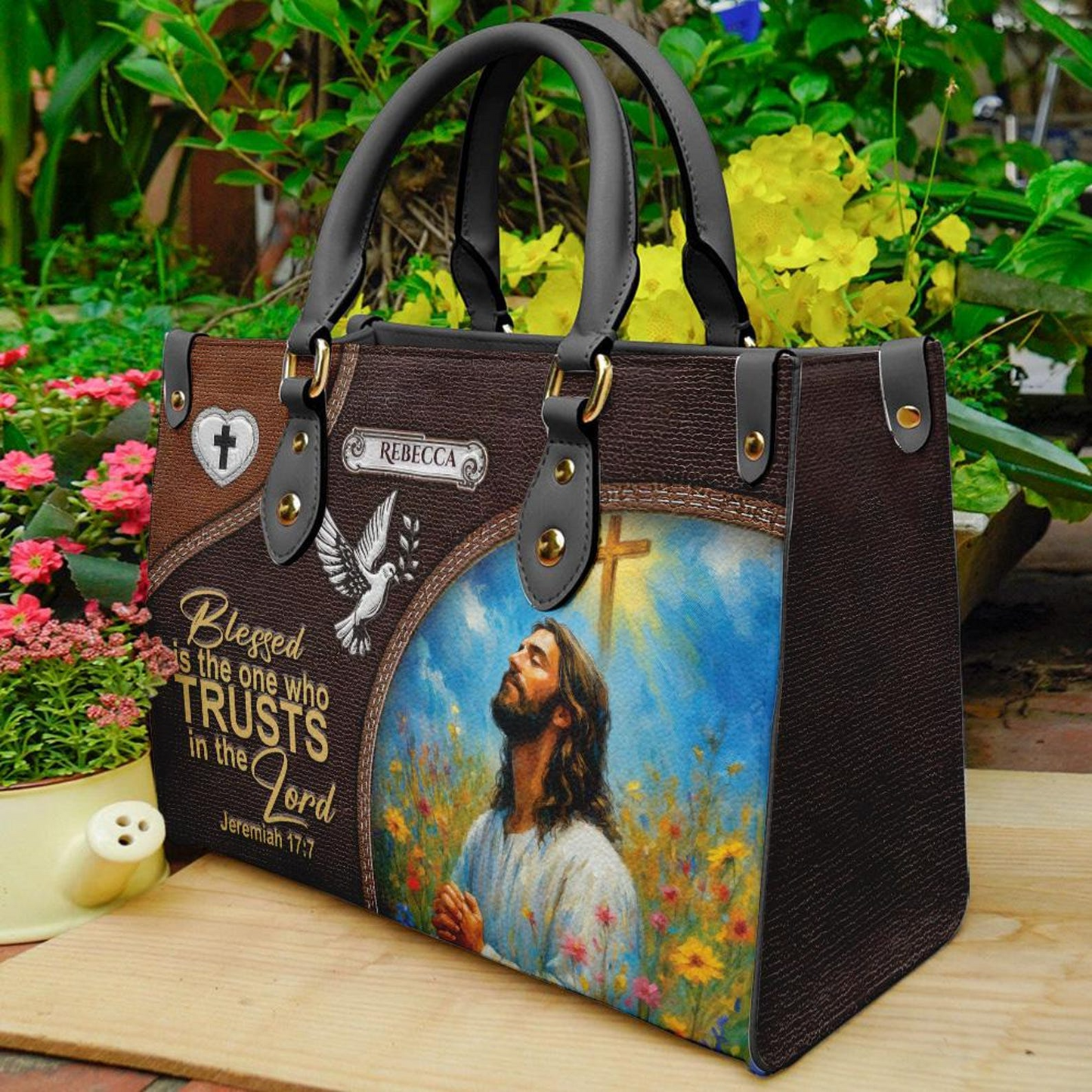Blessed Is The One Who Trusts In The Lord Bible Verse Inspired PU Leather Handbag Umds13