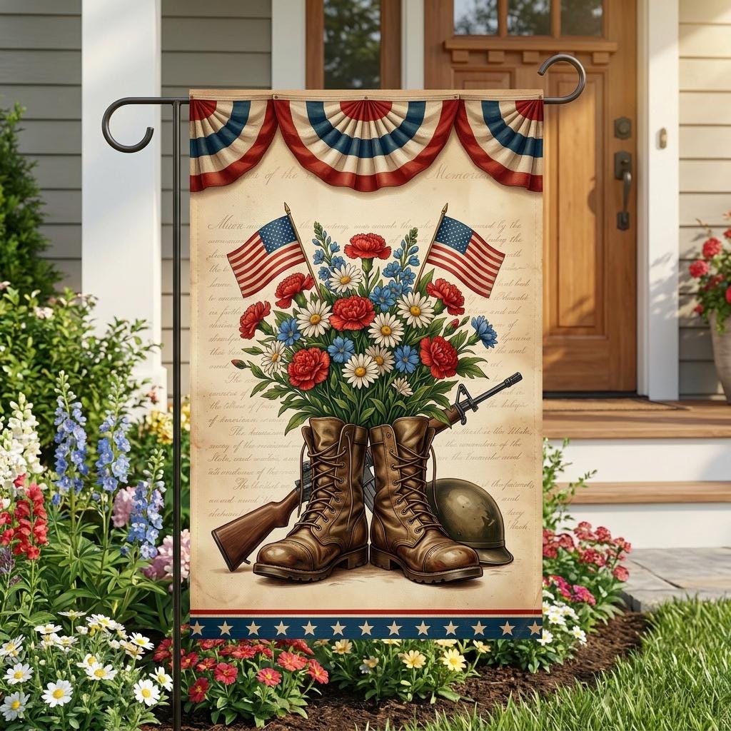 Memorial Day Garden Flag: Patriotic Fallen Soldier Tribute Decor