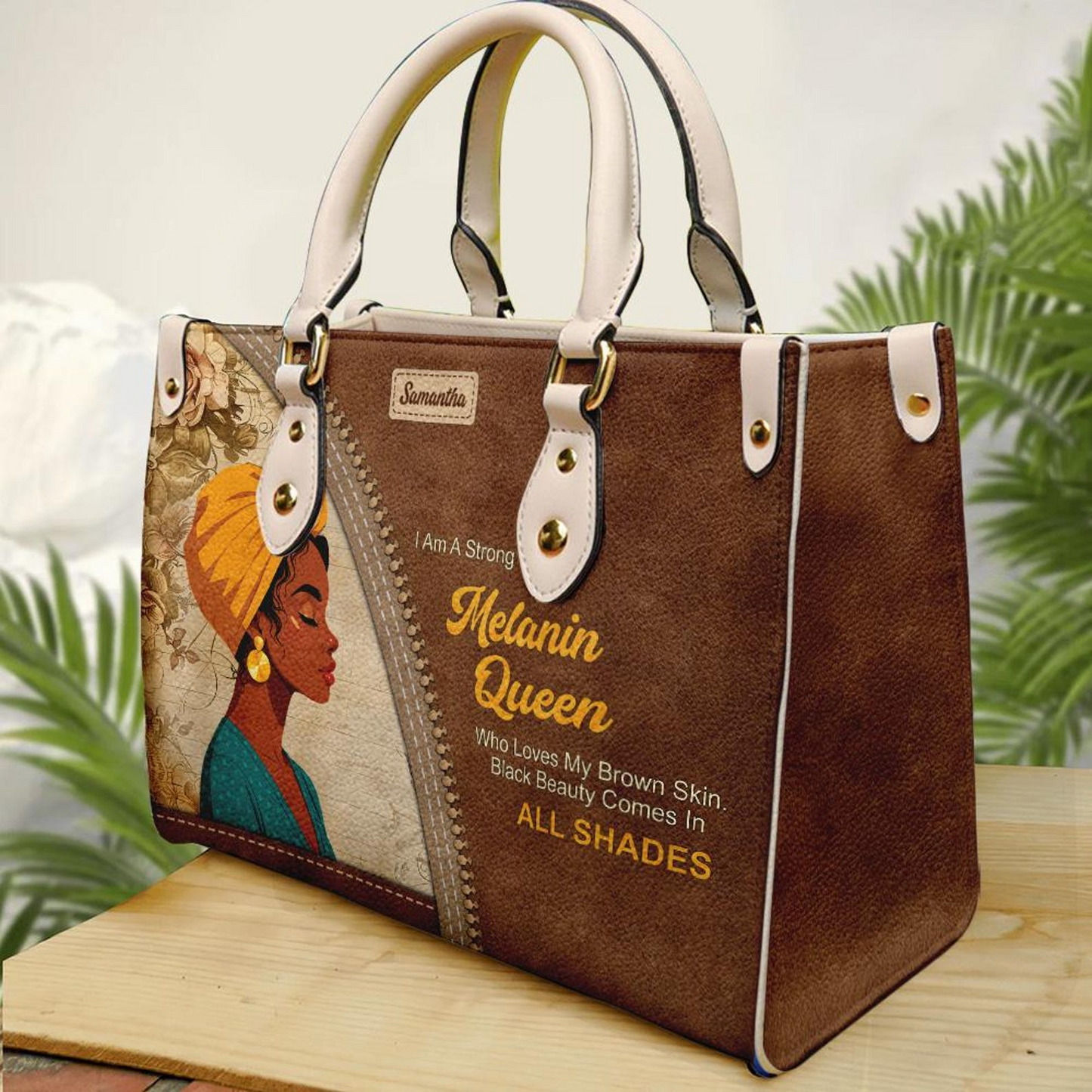 Melanin Queen Motivational Bag For Black Girl- PU Leather Handbag Umu1-51