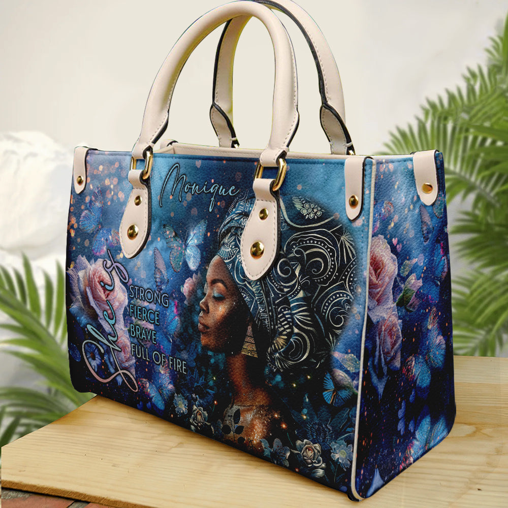 She Is Strong β Motivational Leather Handbag for Black Women ID-0519-G1VF