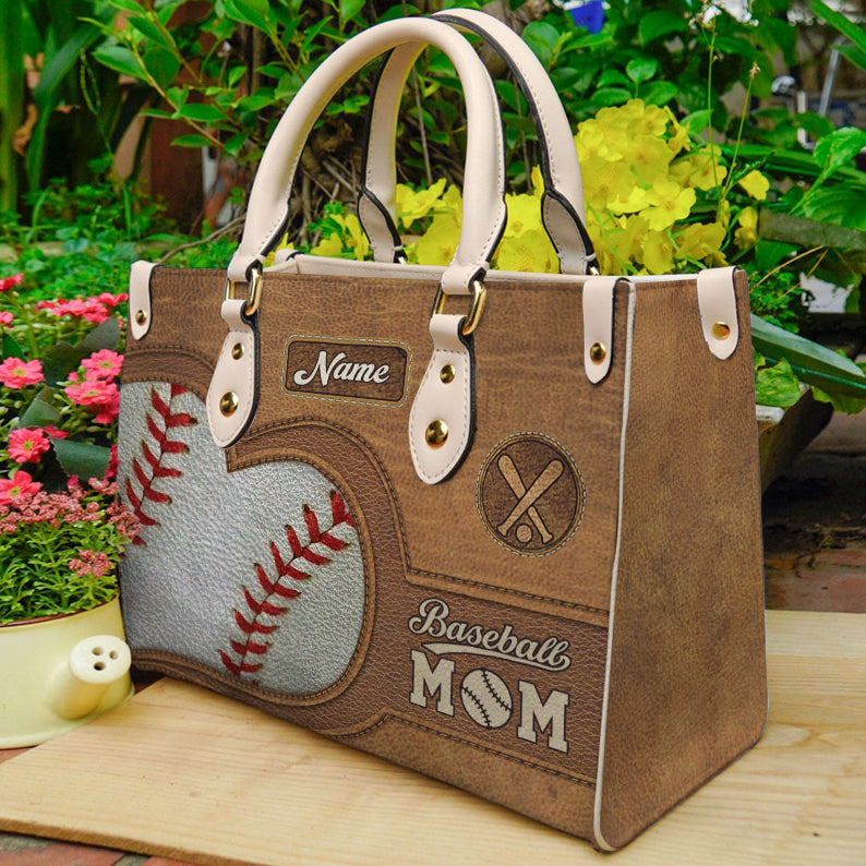 Gift for Baseball Mom- Personalized Leather Handbag for Baseball Lover ID-0703-KI0T