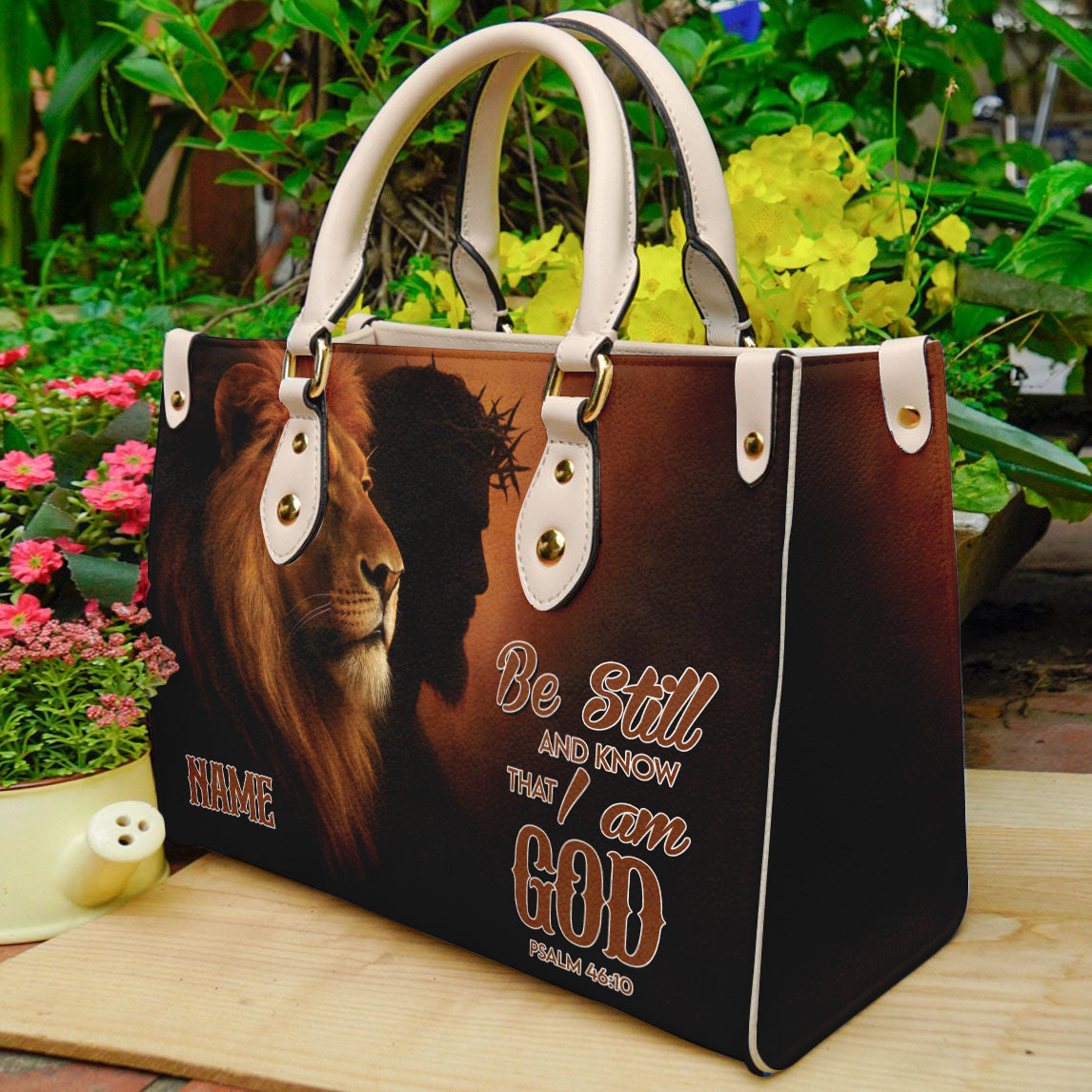 Be Still and Know That I am God Jesus Motivational Religious Bag- Bible Verse PU Leather Handbag ID-0503-W5V4