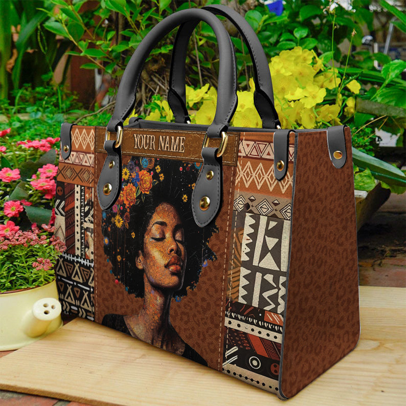 Black Girl Magic Personalized PU Leather Handbag- African American Women Bag ID-0416-PD52