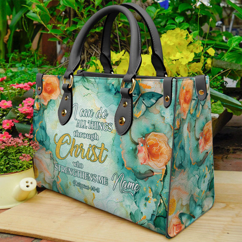 I Can Do All Things Christian Bible Verse Leather Handbag ID-0708-8KGV
