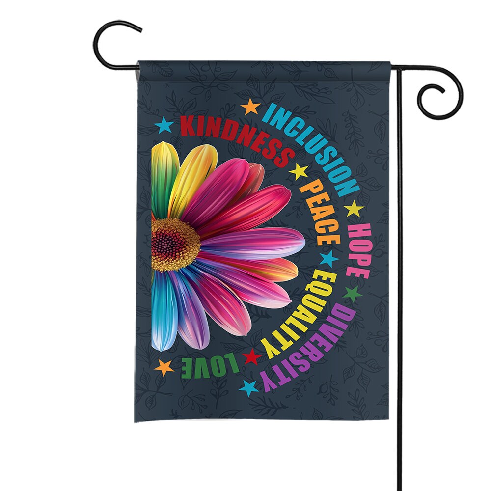 Sunflower Diversity Flag: Choose Kind, Peace & Equality Yard Decor