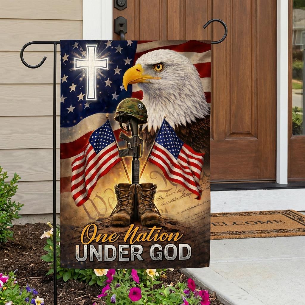 "One Nation Under God" Christian Patriot Garden Flag