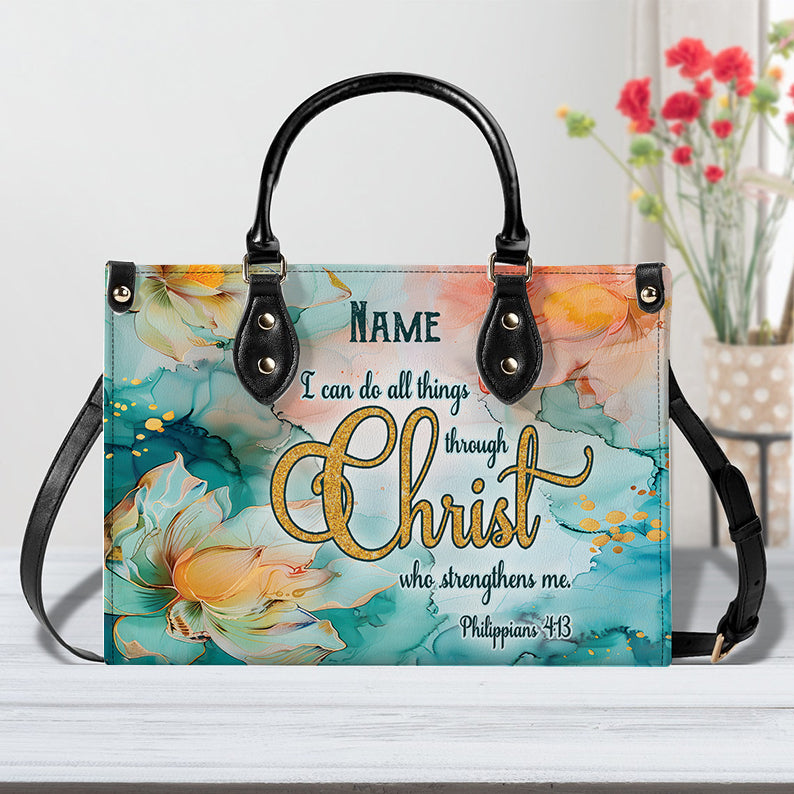 I Can Do All Things... Faith Quote Leather Handbag for Women ID-0708-BWGU
