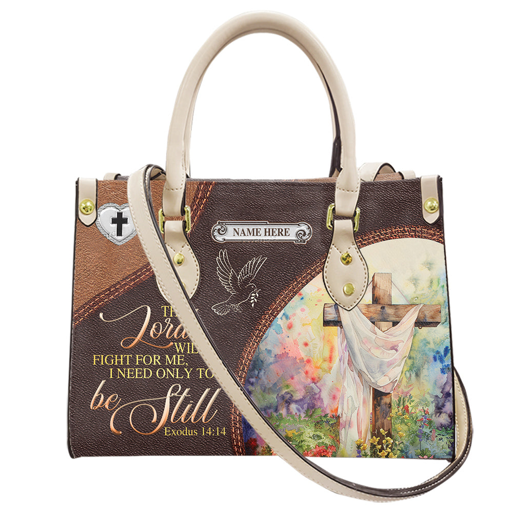 The Lord Will Fight For Me Religious Leather Handbag- Bible Verse Bag For Christian ID-0324-HAXP