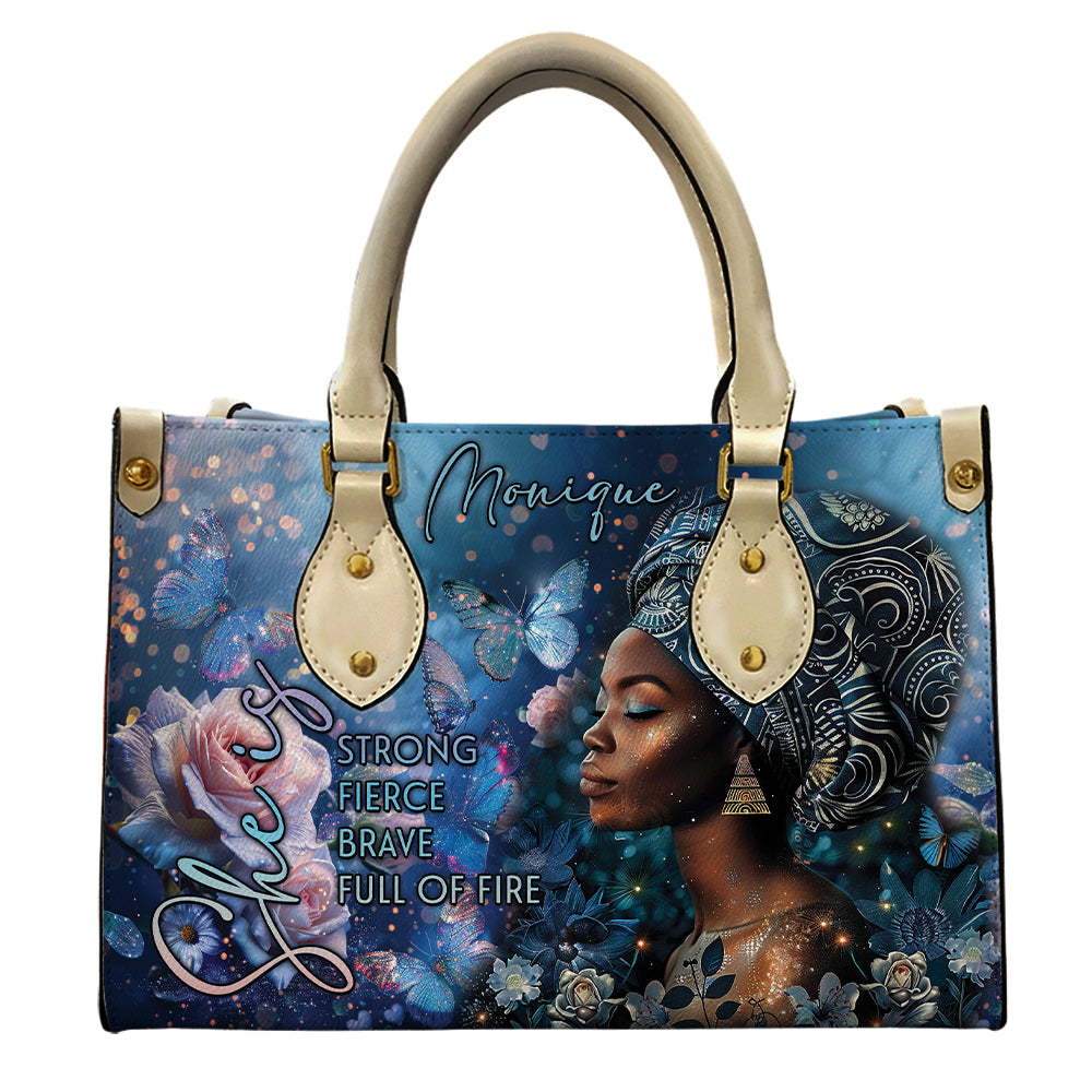 She Is Strong β Motivational Leather Handbag for Black Women ID-0519-G1VF