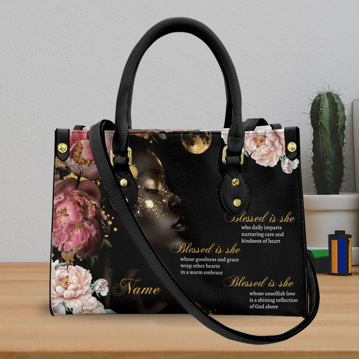 Blessed Is She Leather Handbag For Black Women ID-0322-E8CY