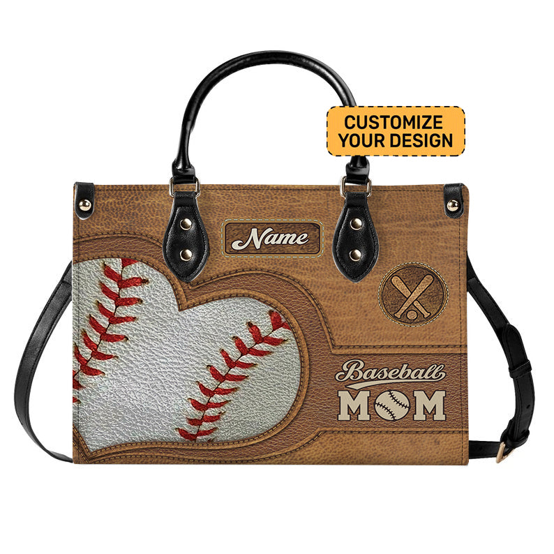 Gift for Baseball Mom- Personalized Leather Handbag for Baseball Lover ID-0703-KI0T