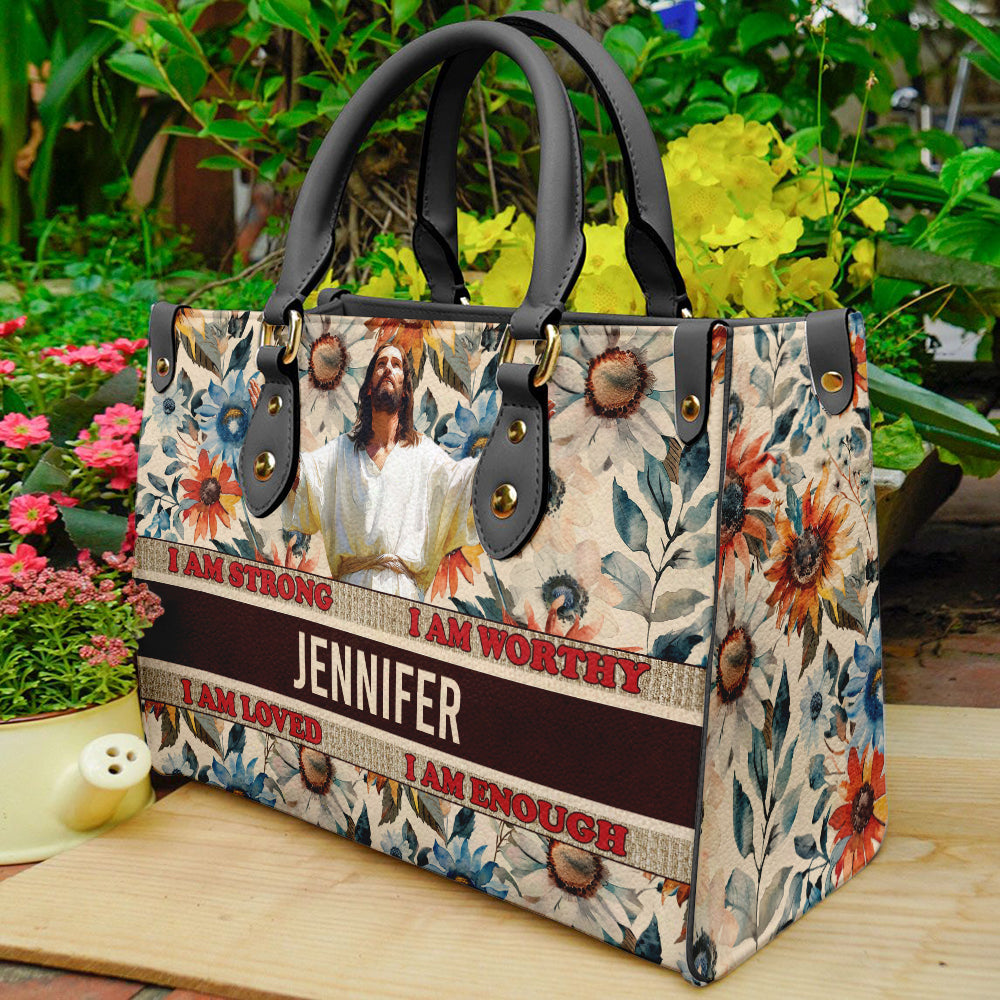 I Am Strong I Am Worthy Handbag For Christian β Custom Faith PU Leather Handbag with Jesus Print ID-0506-P2SK