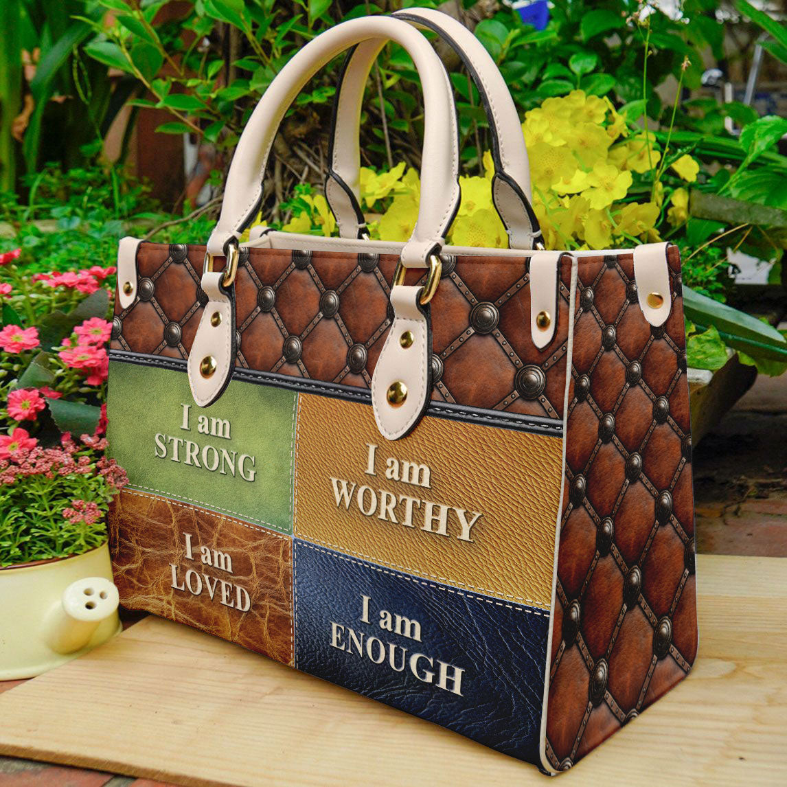 God Says I Am PU Leather Handbags For Women- Christian Church Bag ID-0402-W4VR