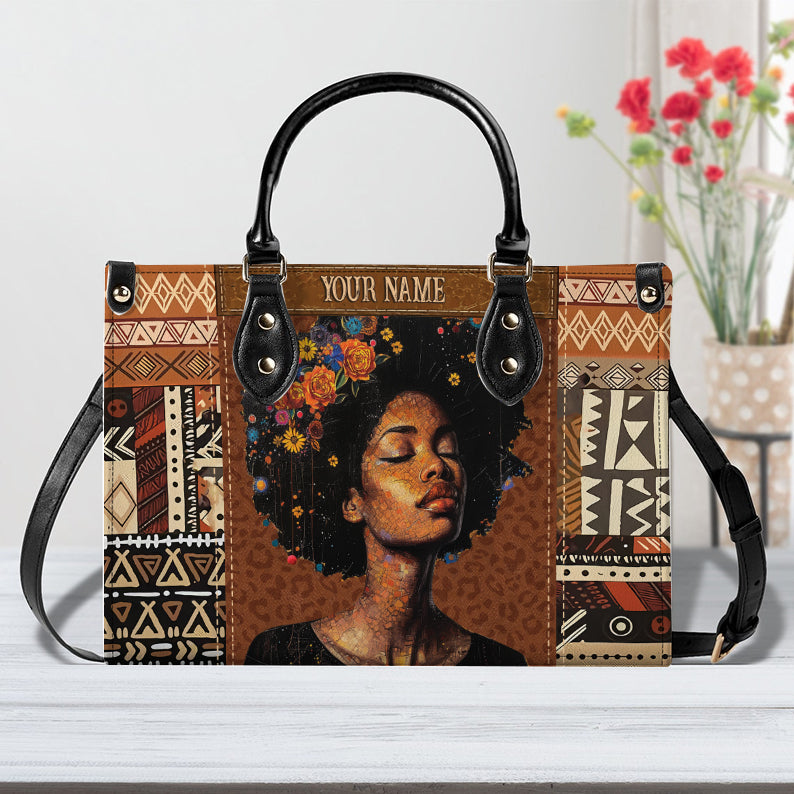 Black Girl Magic Personalized PU Leather Handbag- African American Women Bag ID-0416-PD52