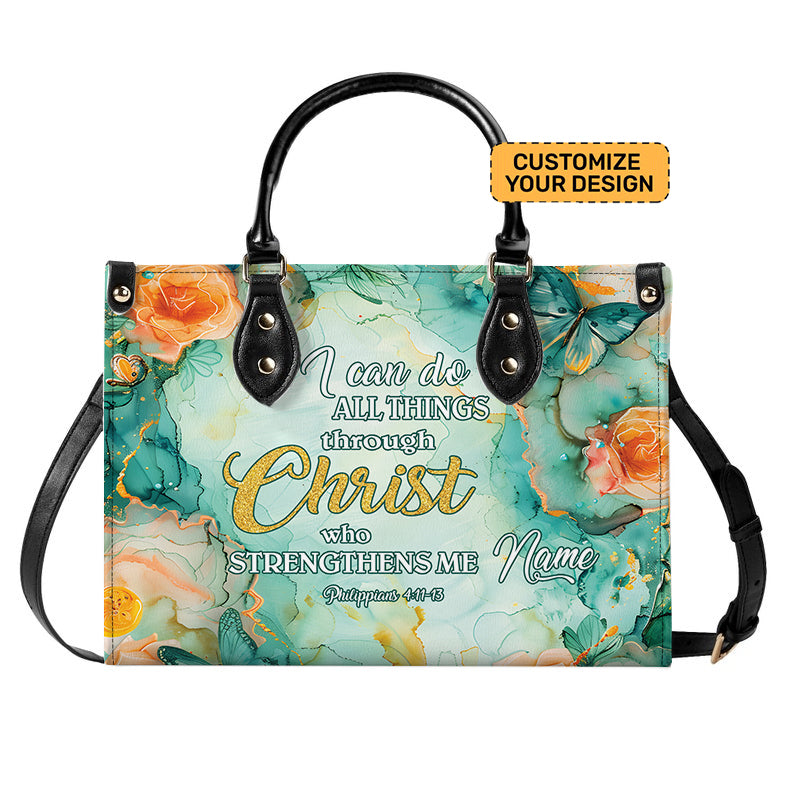 I Can Do All Things Christian Bible Verse Leather Handbag ID-0708-8KGV