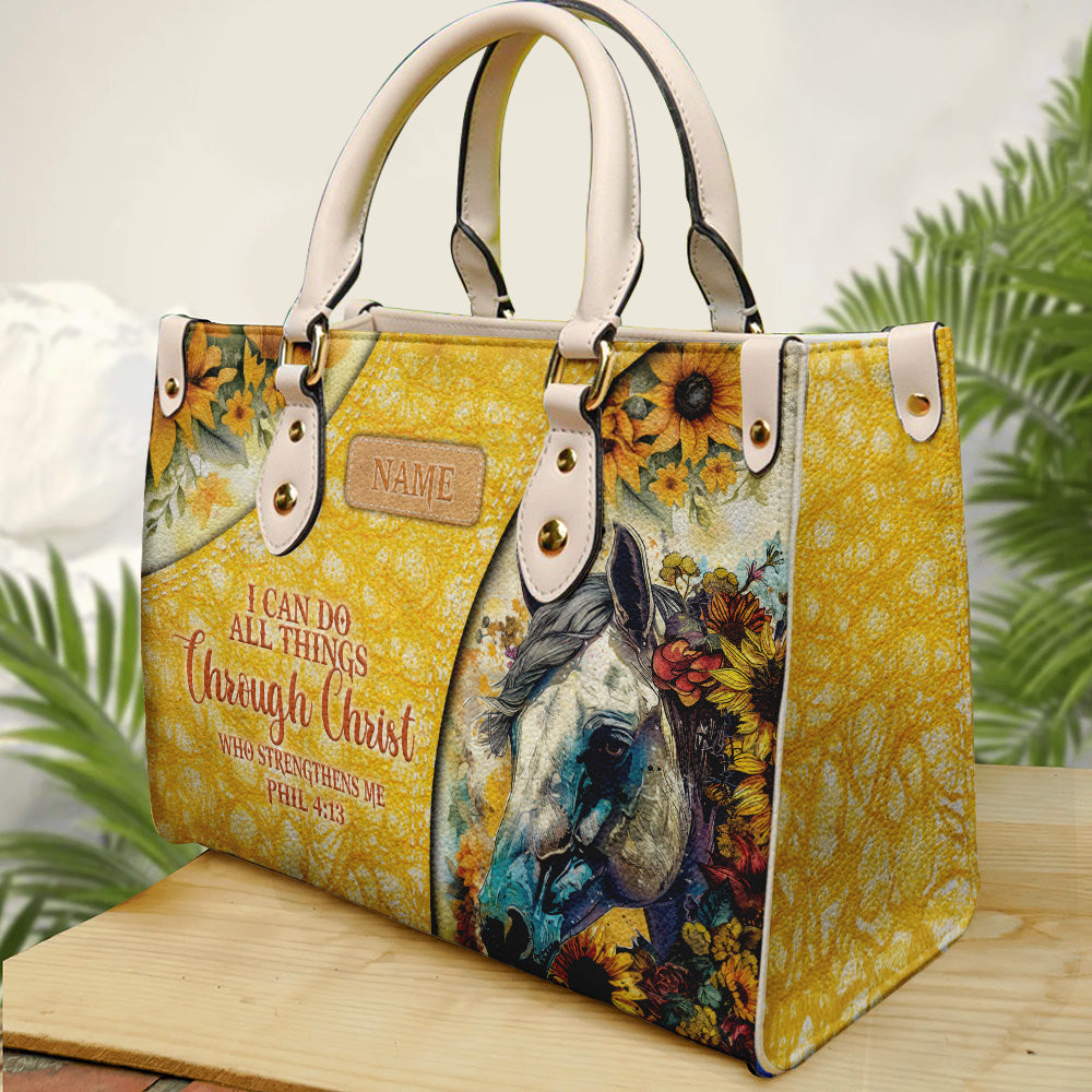 I Can Do All Things Christ Bible Verse Bag, Personalized Christian Leather Handbag Umds2-11