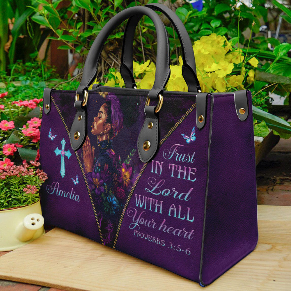 Trust In The Lord Motivation Christian Leather Handbag For Black Women Umds27