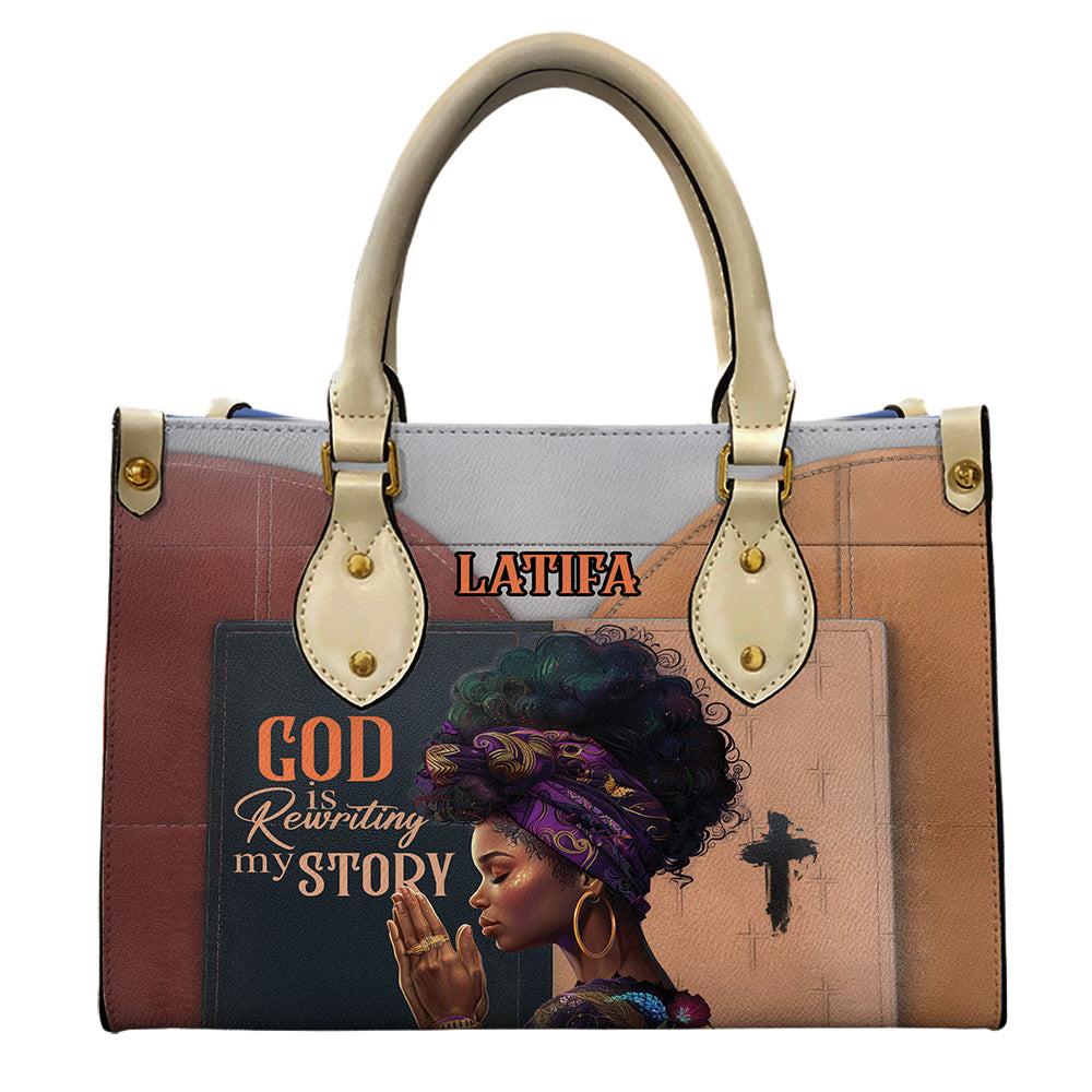 God Is Rewriting My Story Motivational Bag- PU Leather Handbag For Black Women Umds10