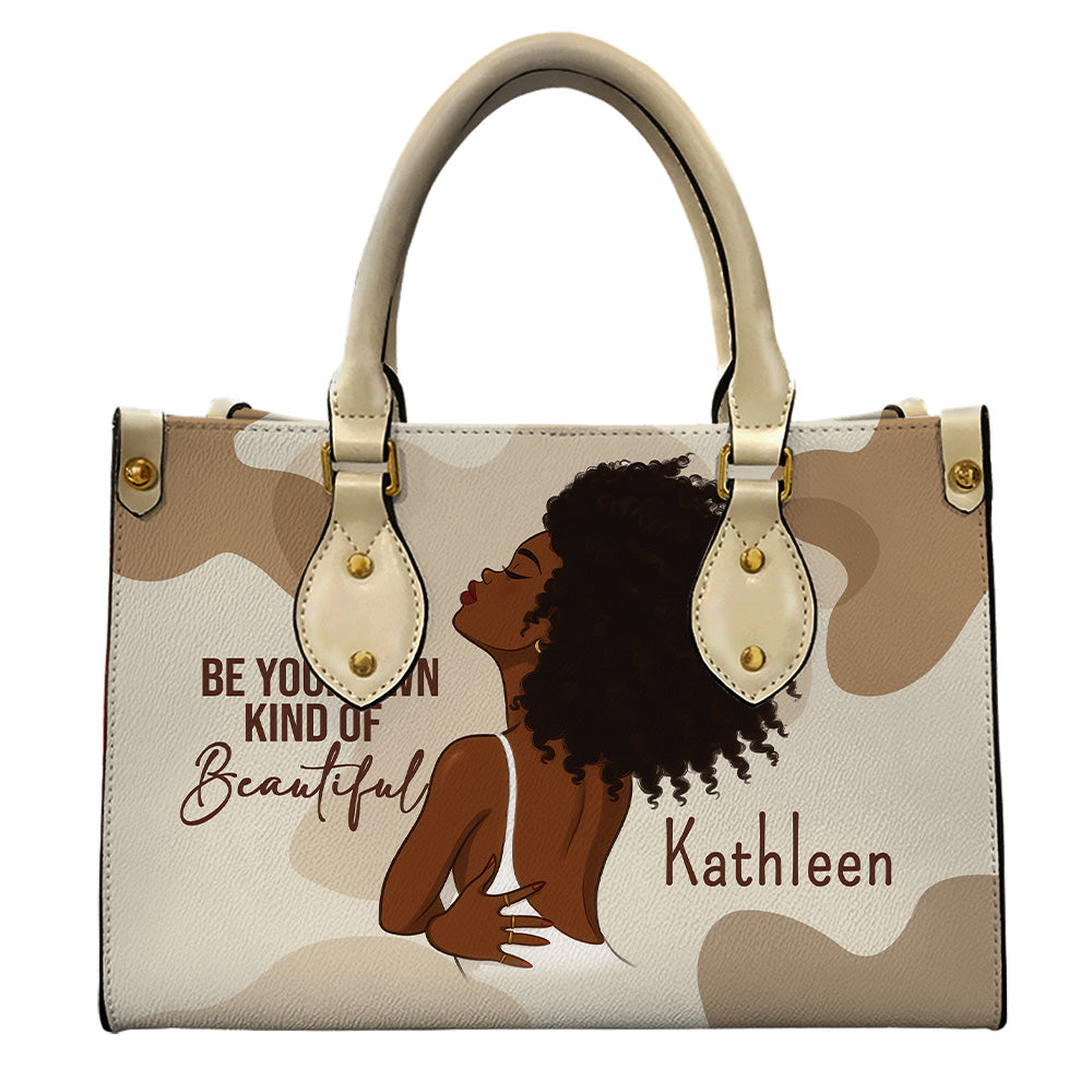 Be Your Own Kind Of Beautiful Inspirational Handbag- Personalized PU Leather Handbag For Black Women Umds11