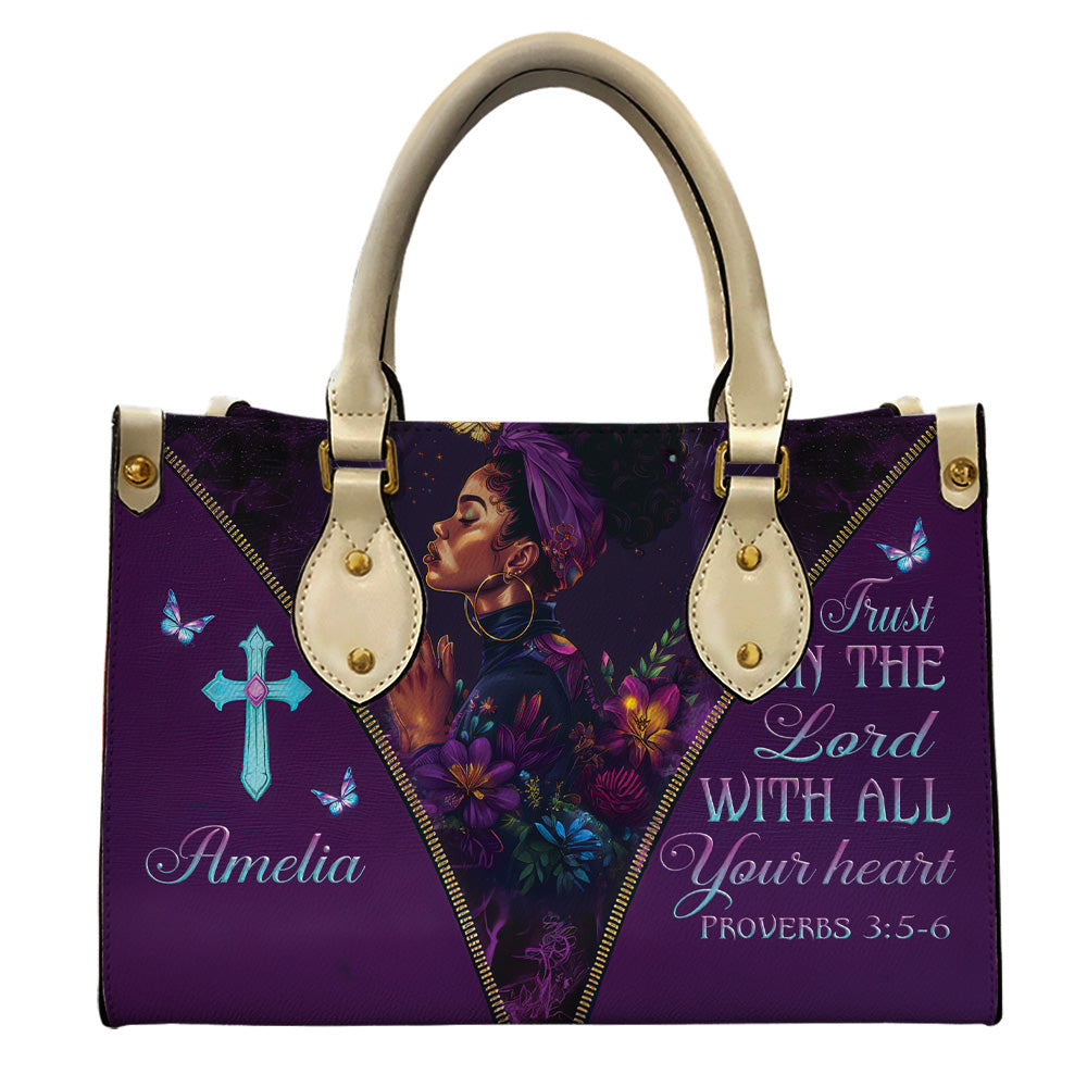 Trust In The Lord Motivation Christian Leather Handbag For Black Women Umds27