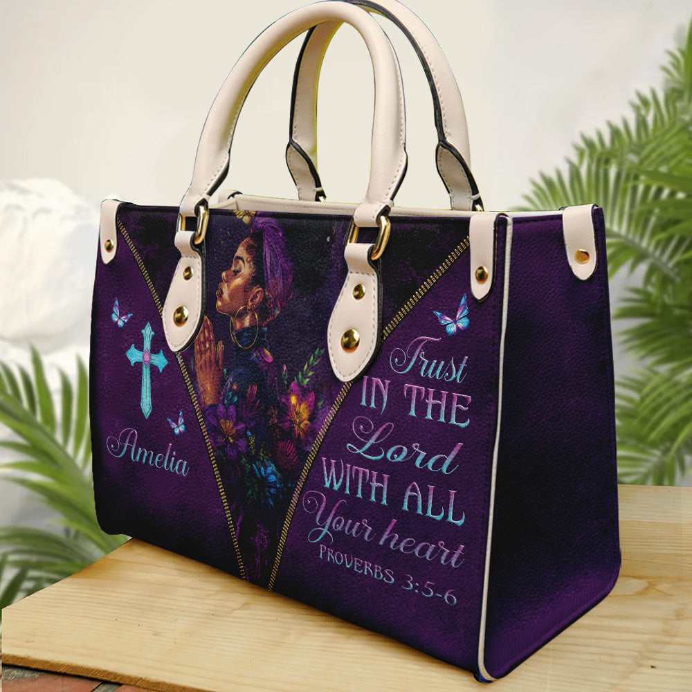 Trust In The Lord Motivation Christian Leather Handbag For Black Women Umds27