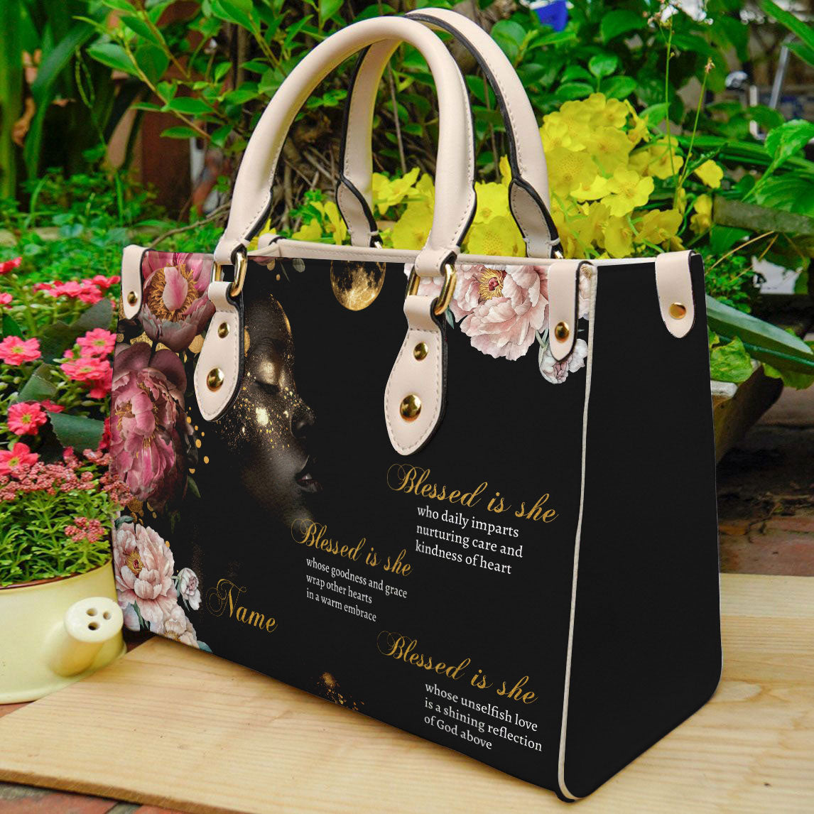 Blessed Is She Leather Handbag For Black Women ID-0322-E8CY