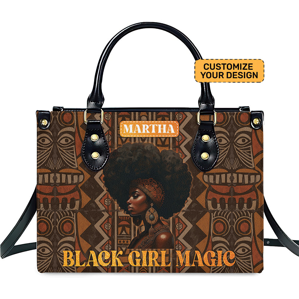 Black Girl Magic Handbag- Personalized Leather Handbag With Motivational African American Women ID-0517-6VFY