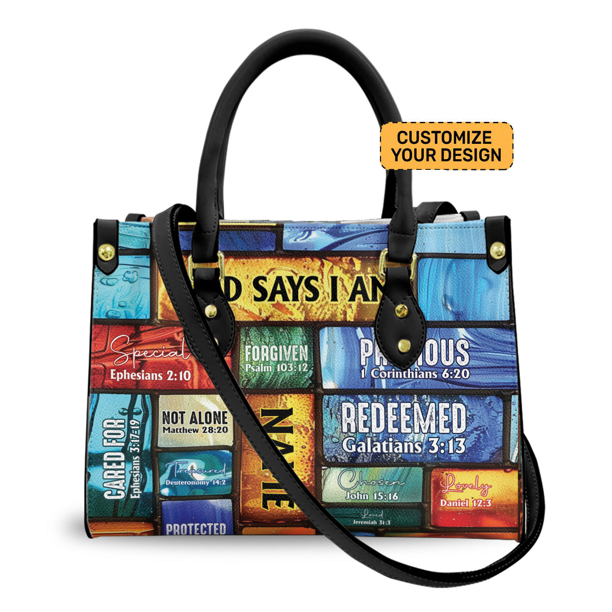 God Says I Am PU Leather Handbags, Jesus Lovers Motivational Religious Bag ID-0503-QNPG
