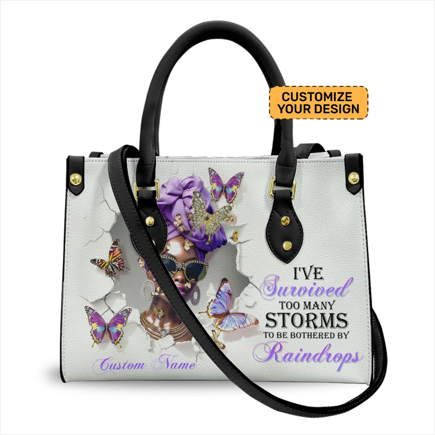 I've Survived Too Many Storms Inspirational Leather Handbag For Black Women ID-0417-JMYH