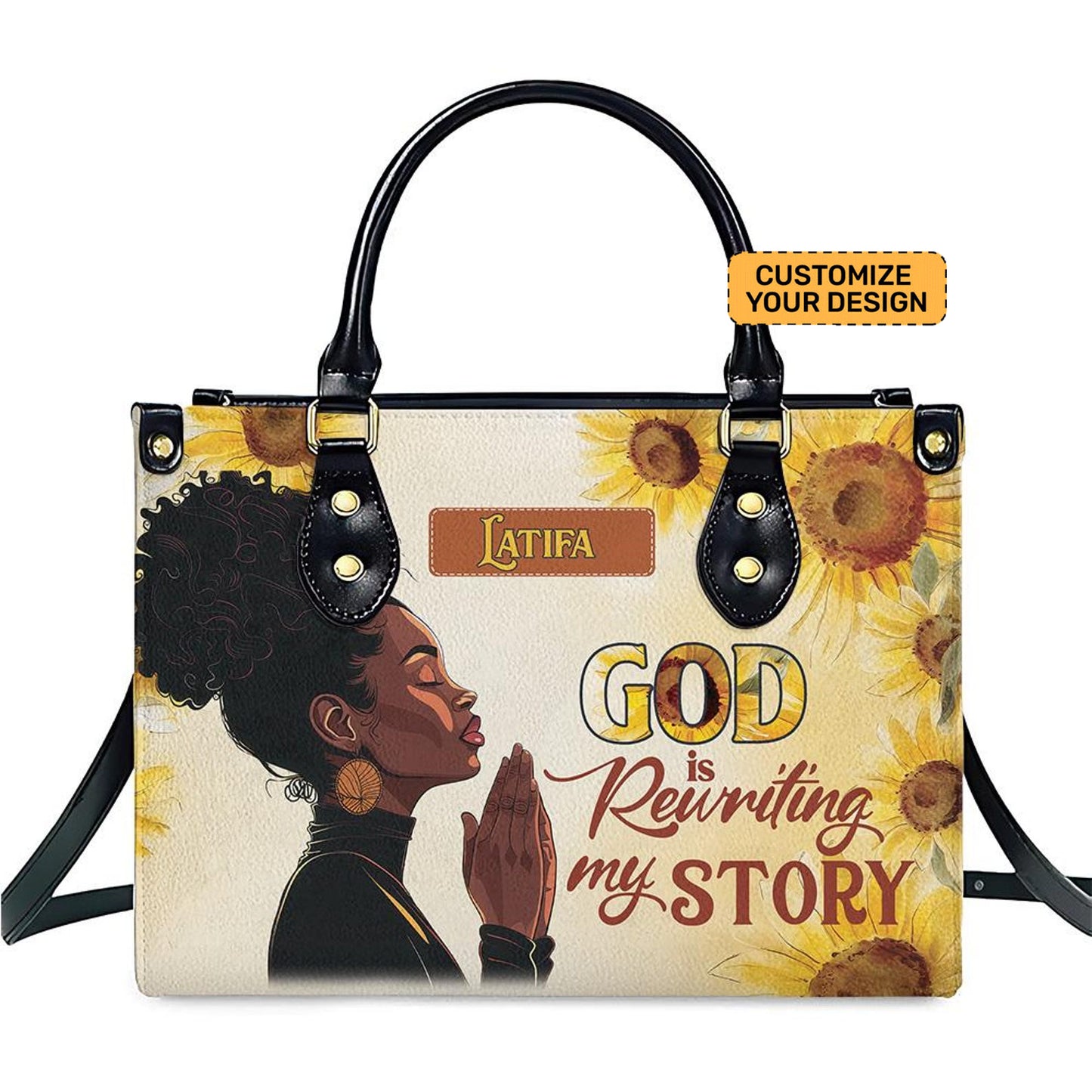 God Is Rewriting My Story Jesus Motivational PU Leather Handbag For Black Gir Umu1-32