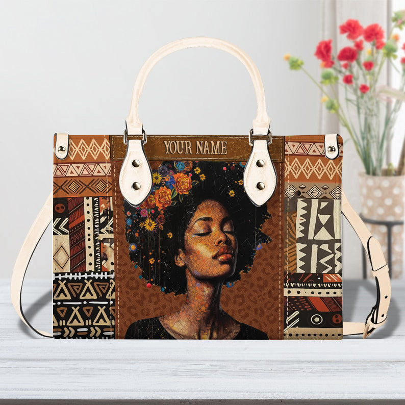 Black Girl Magic Personalized PU Leather Handbag- African American Women Bag ID-0416-PD52