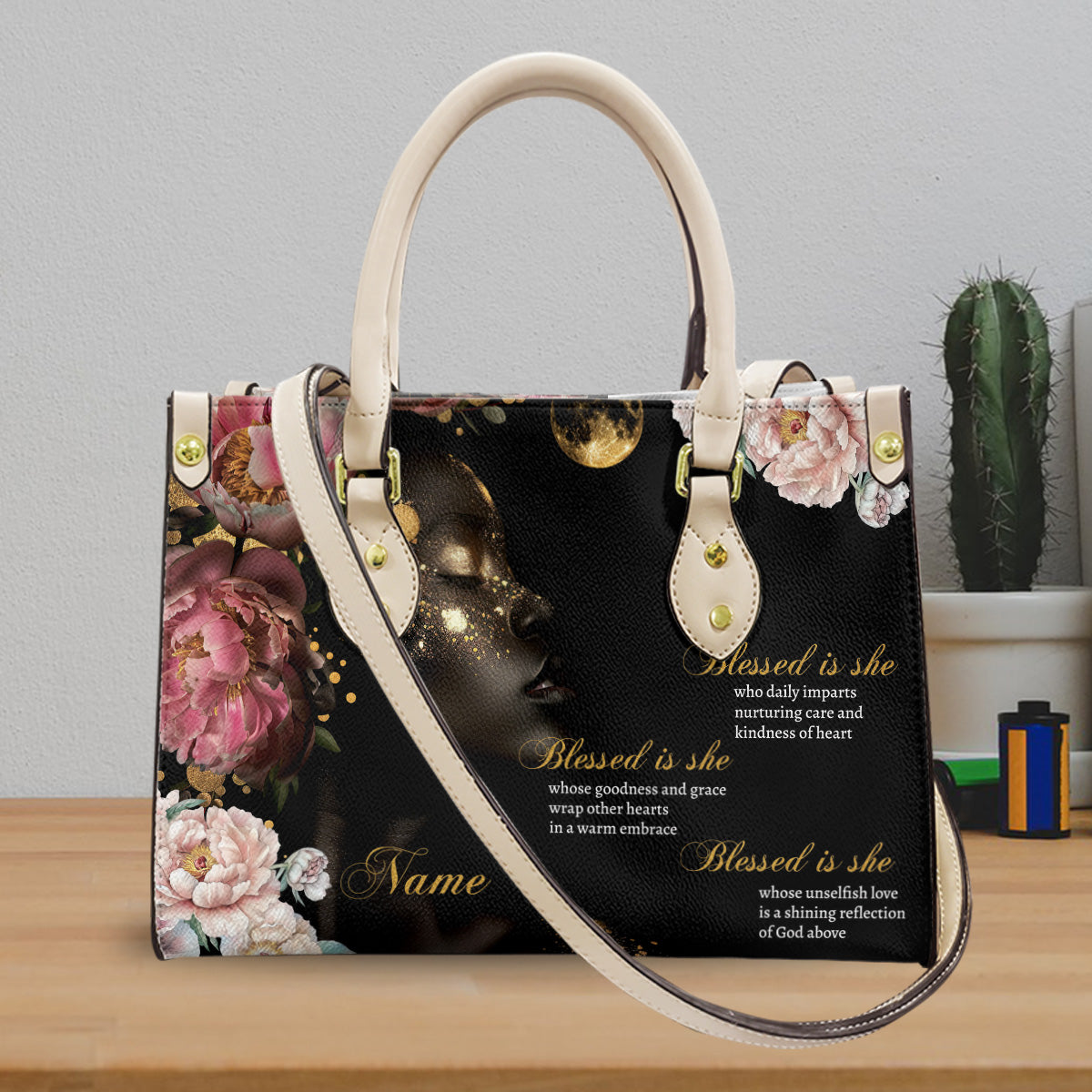 Blessed Is She Leather Handbag For Black Women ID-0322-E8CY