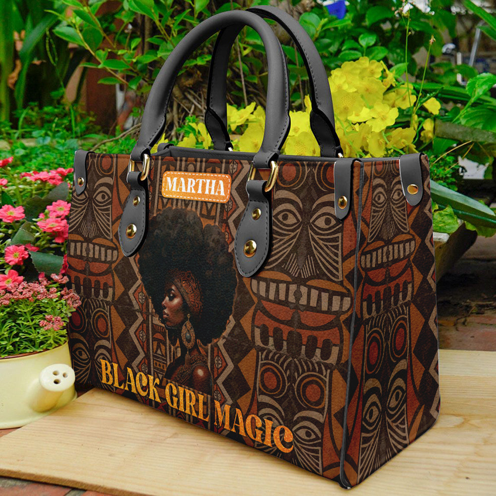 Black Girl Magic Handbag- Personalized Leather Handbag With Motivational African American Women ID-0517-6VFY