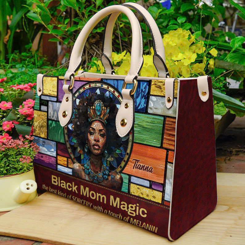 Black Mom Magic- Personalized Motivational Leather Handbag For Black Women ID-0322-1TSN